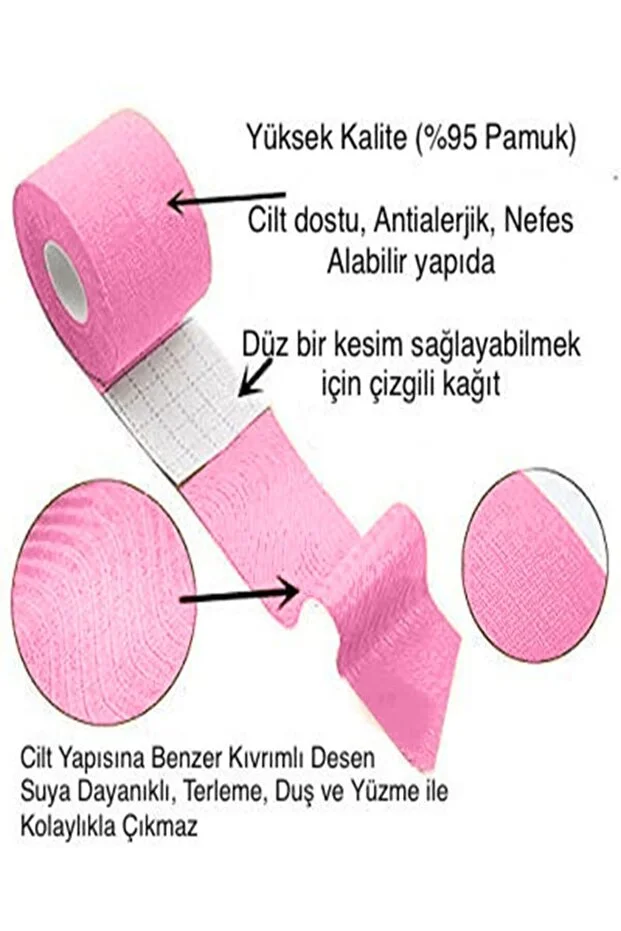 Yüz Kaldırma Ve Kırışıklıklar Için Kinezyo Pembe Renk Bant
